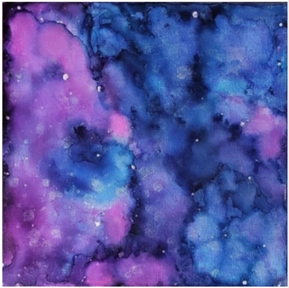 Hand Crafted Blue and Purple Abstract Design 12x12 Inches Canvas Picture - Picture 2 of 4